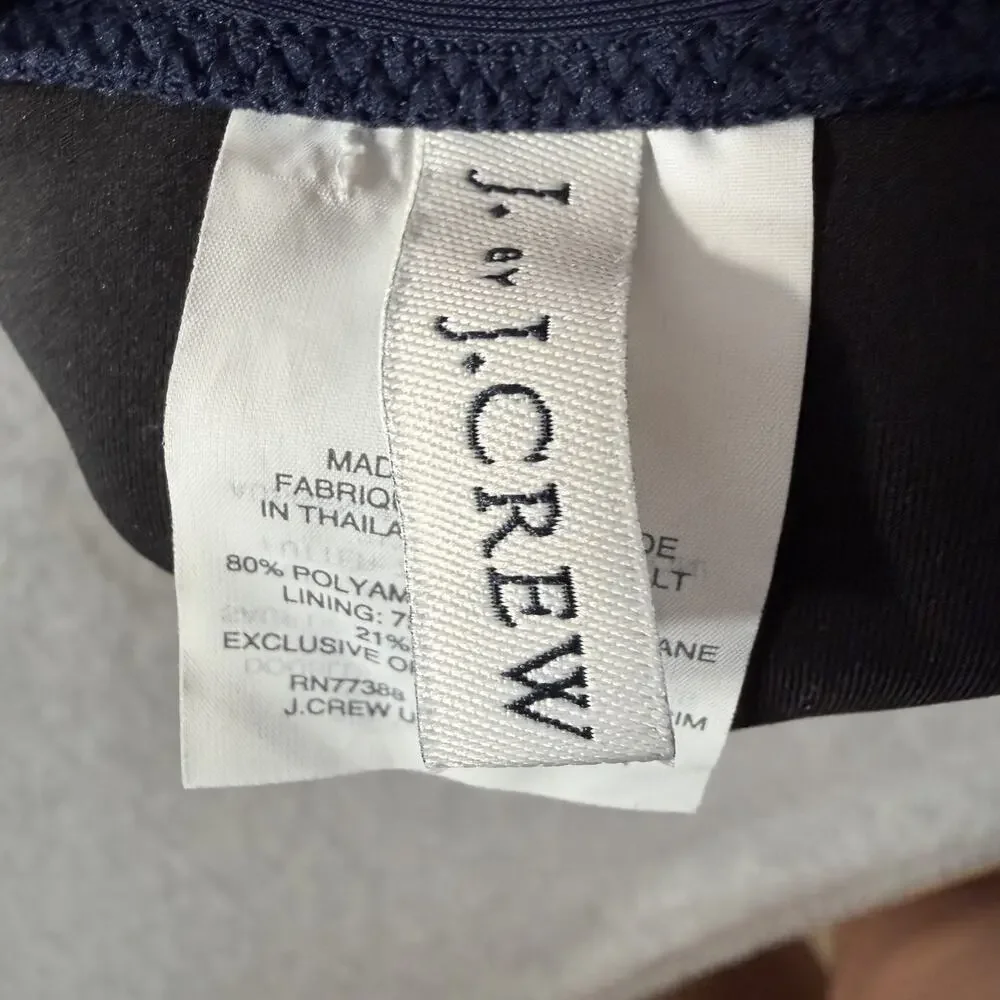 J.Crew Women's Medium Navy Blue Ruched Cut Out Back One Piece Swimsuit Strapless